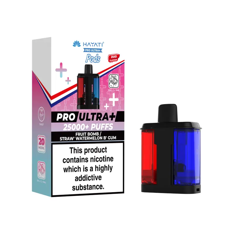 Hayati Pro Ultra Plus Pods 25K Fruit Bomb/Straw Watermelon B Gum